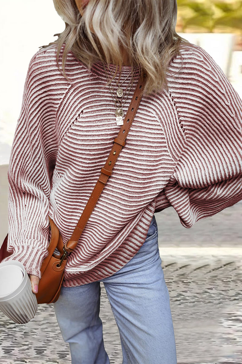 Bernadette® | Casual everyday sweaters with a striped structure and contrasting O-neck