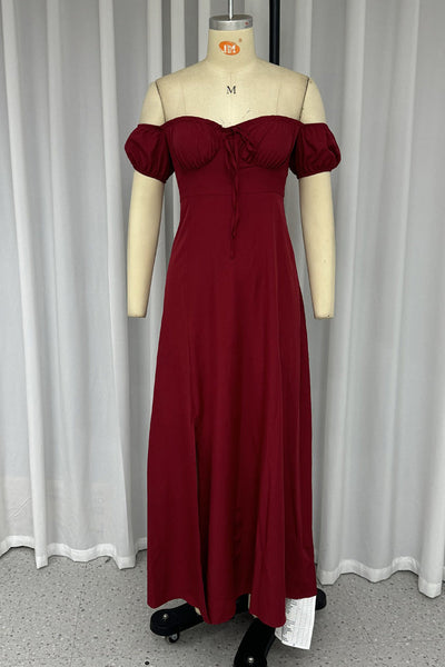 Angeline's® | Sexy off-the-shoulder A-line dresses with drawstring and slit