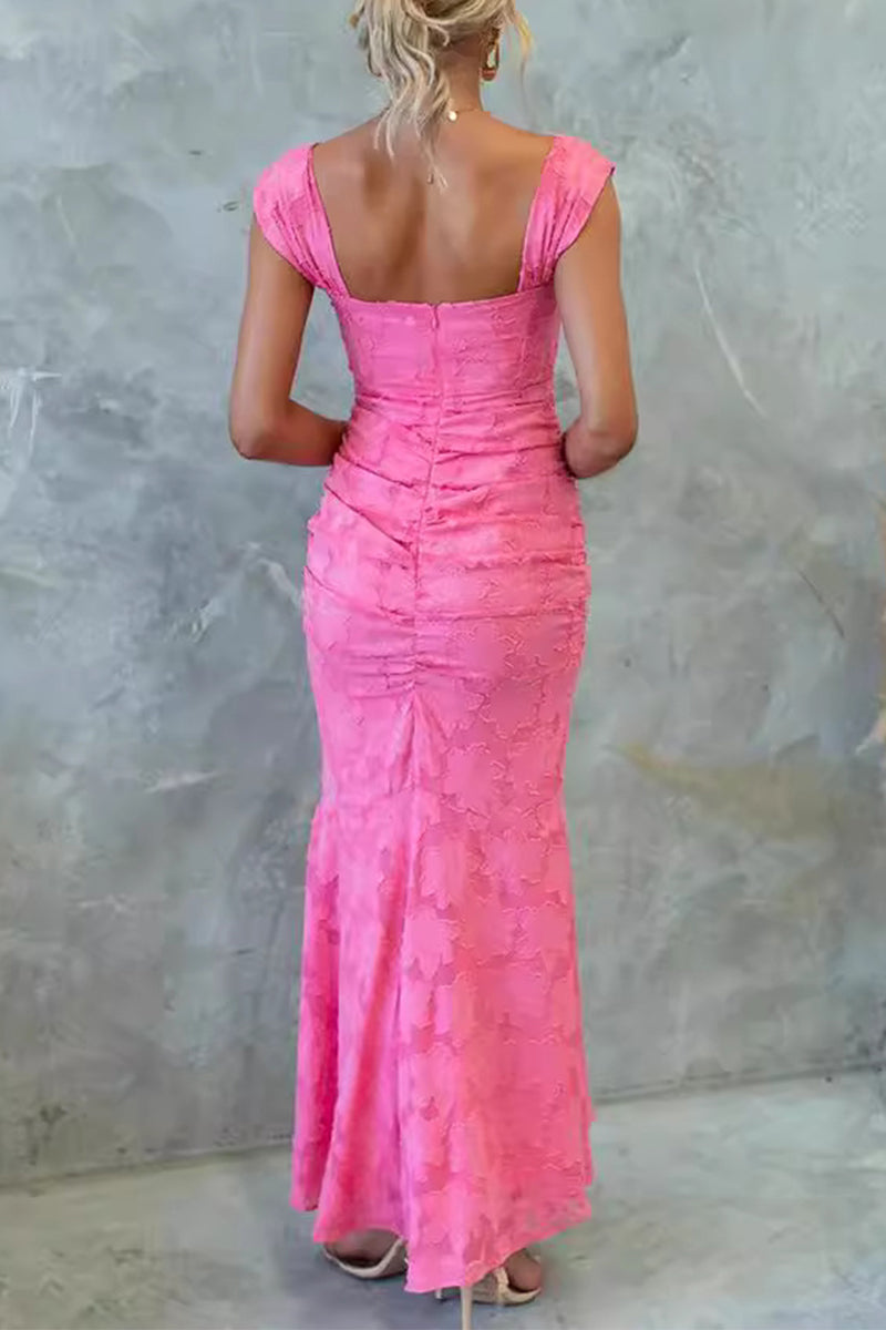 Hespera® | Elegant fishtail dresses with solid color texture and square neckline