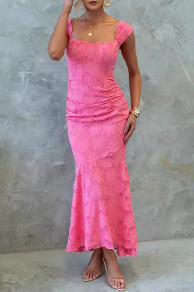 Hespera® | Elegant fishtail dresses with solid color texture and square neckline