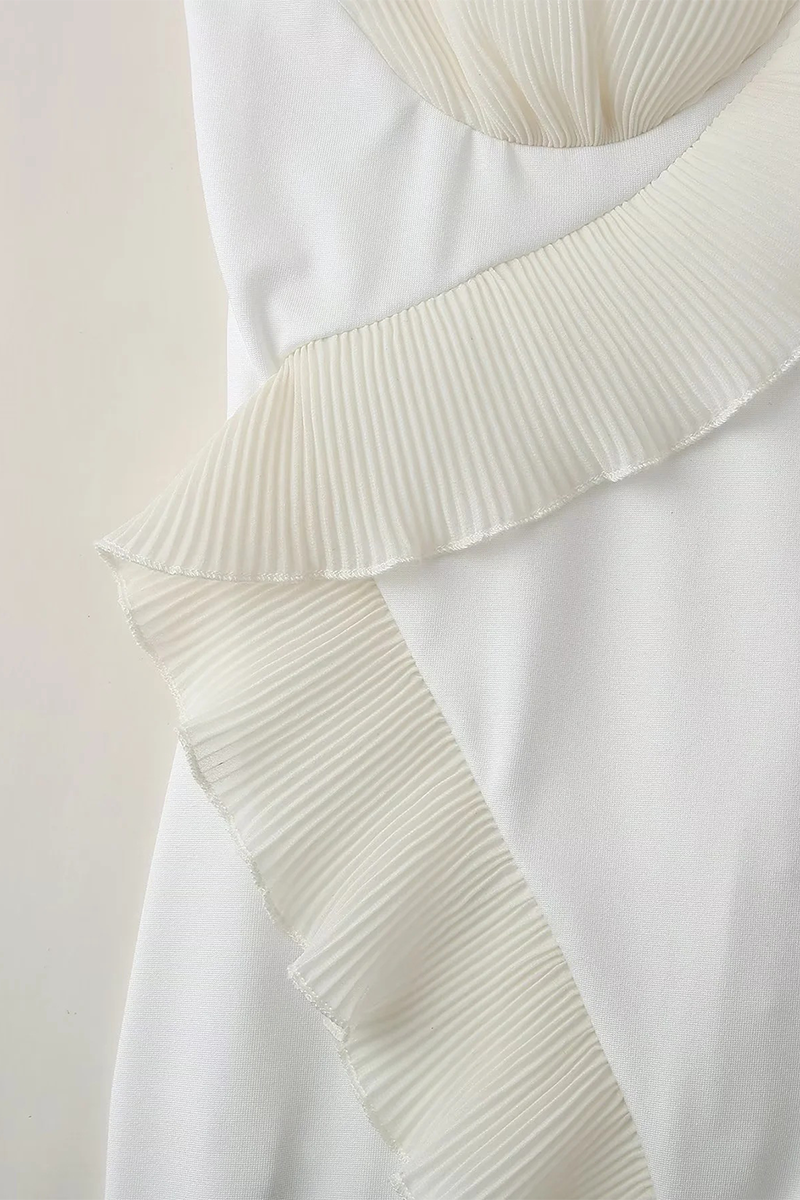 Daphne® | Sexy Solid Color Patchwork Ruffle V Neck Sling Dresses