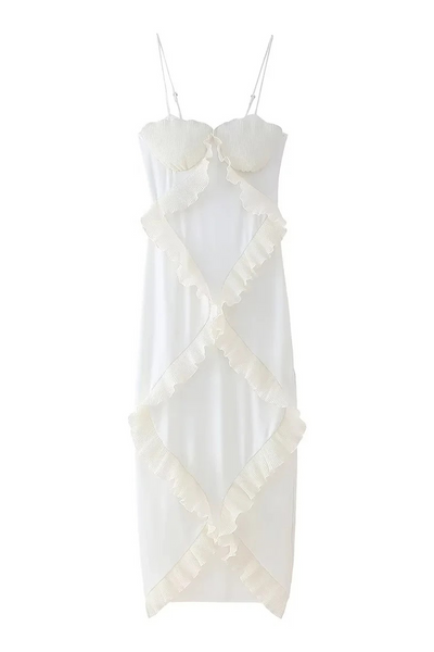 Daphne® | Sexy Solid Color Patchwork Ruffle V Neck Sling Dresses