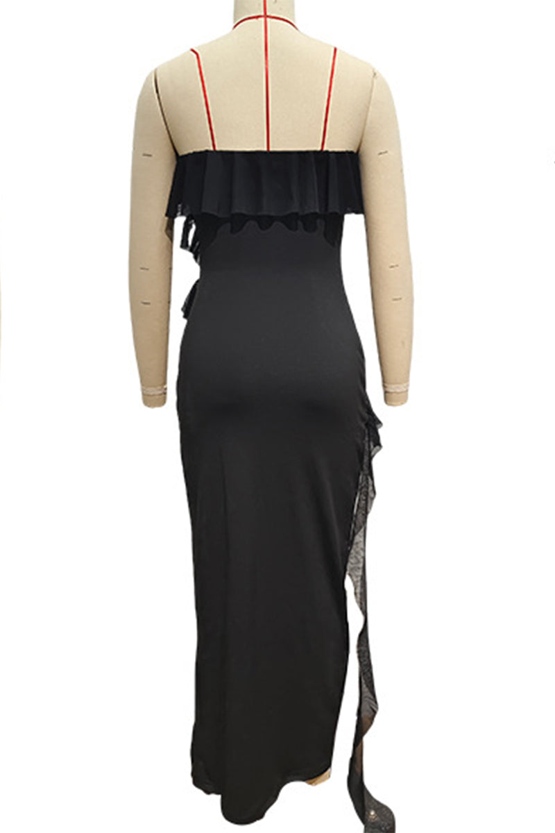 Yolanda® | Sexy Solid Color Strapless Irregular Dresses with Ruffles and Slit (3 Colors)