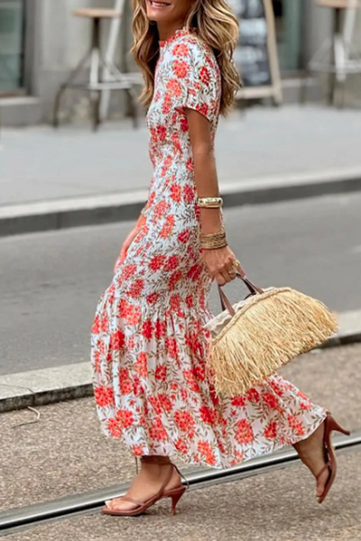 Ginebra® | Elegant floral patchwork o-neck A-line dresses