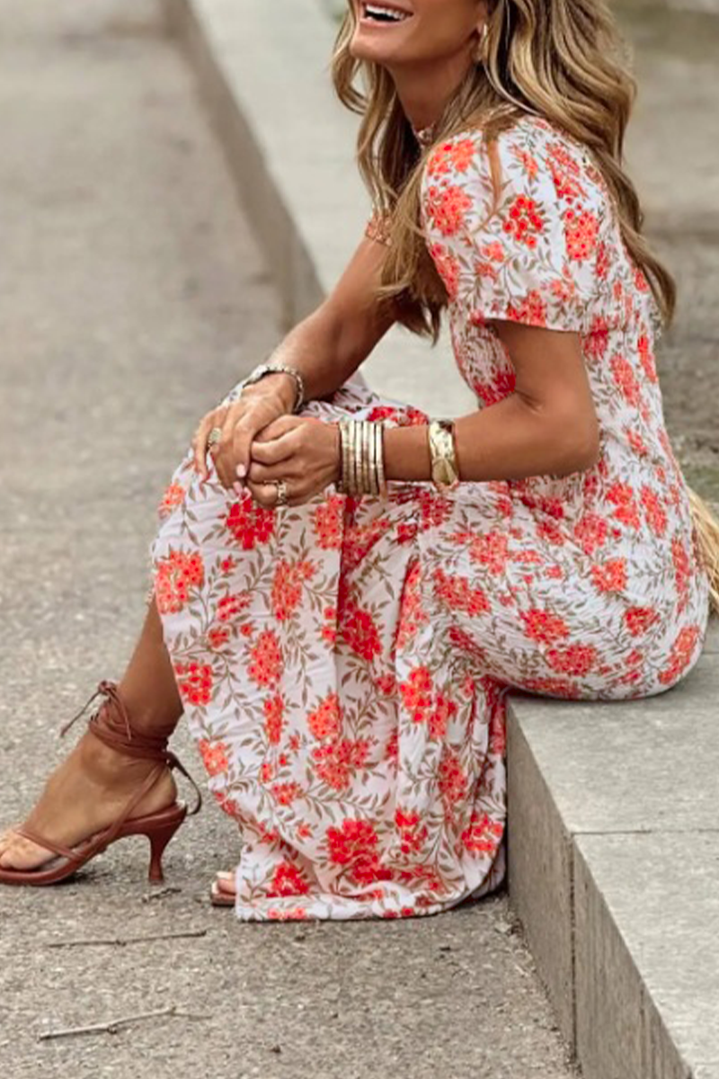 Ginebra® | Elegant floral patchwork o-neck A-line dresses