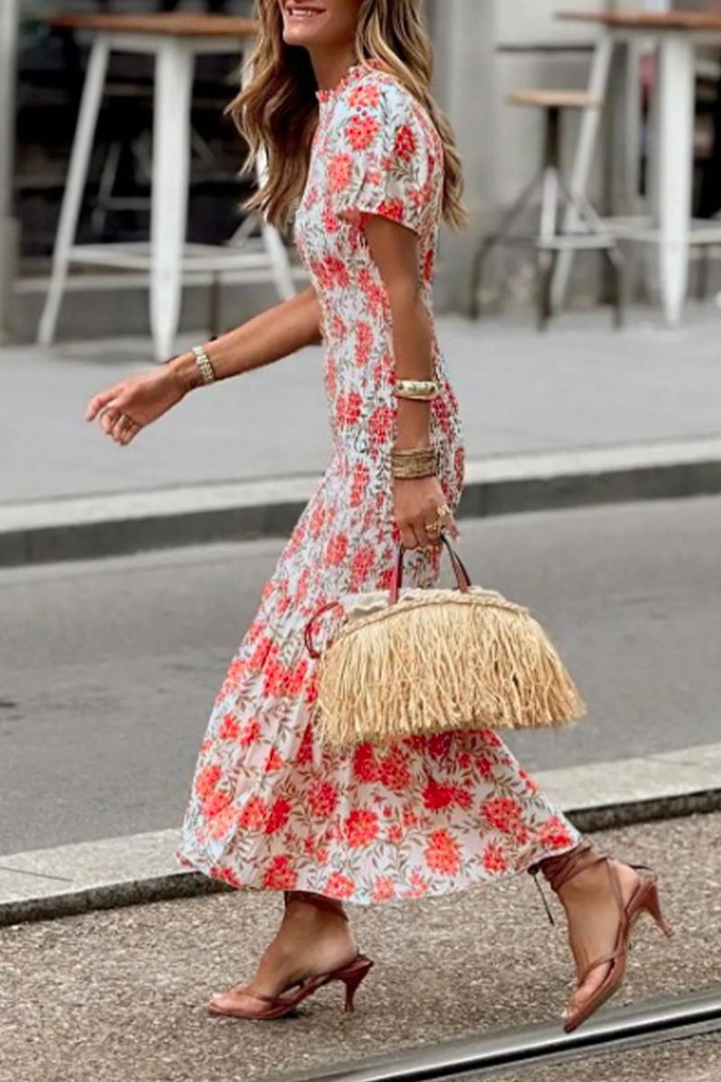 Ginebra® | Elegant floral patchwork o-neck A-line dresses