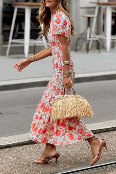 Ginebra® | Elegant floral patchwork o-neck A-line dresses