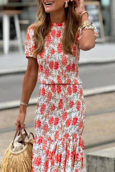 Ginebra® | Elegant floral patchwork o-neck A-line dresses