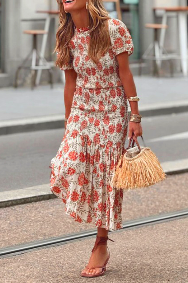 Ginebra® | Elegant floral patchwork o-neck A-line dresses