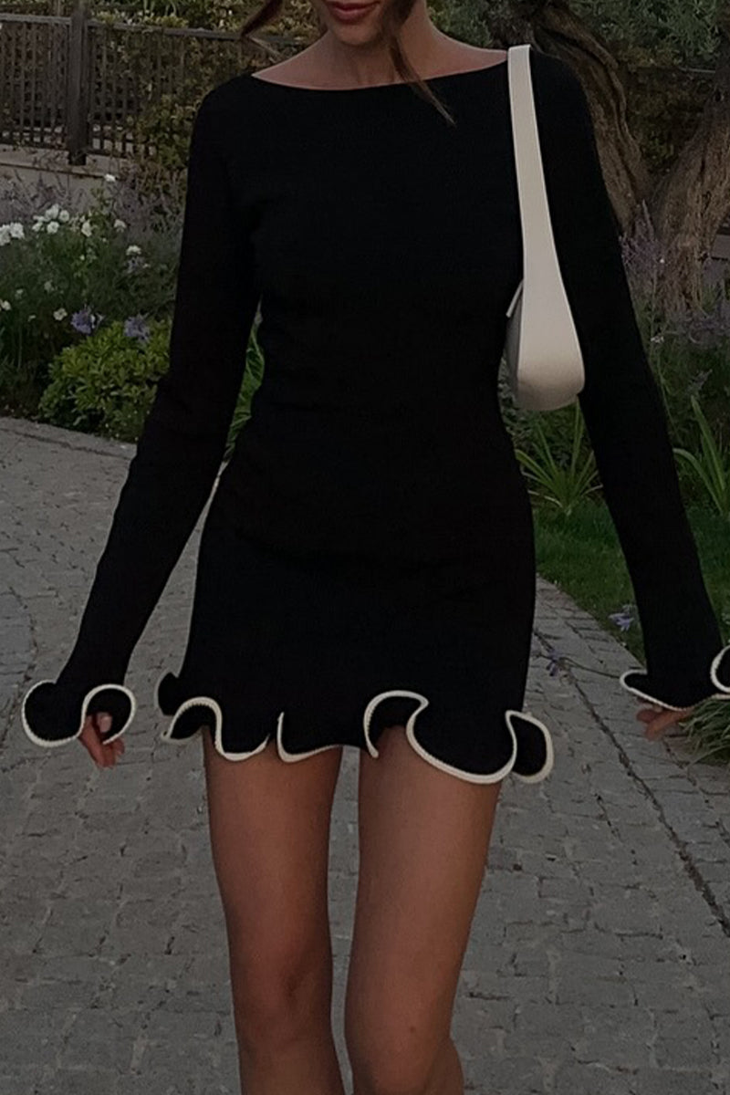 Sabrina® | Casual Daily Long Sleeve Thread Selvedge O-Neck Dresses (3 Colors)