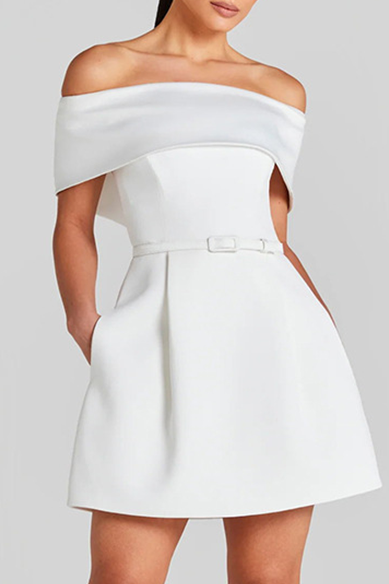 Fabiola® | Sexy Solid Color Off Shoulder A-Line Lace Up Dresses with Pocket (3 Colors)