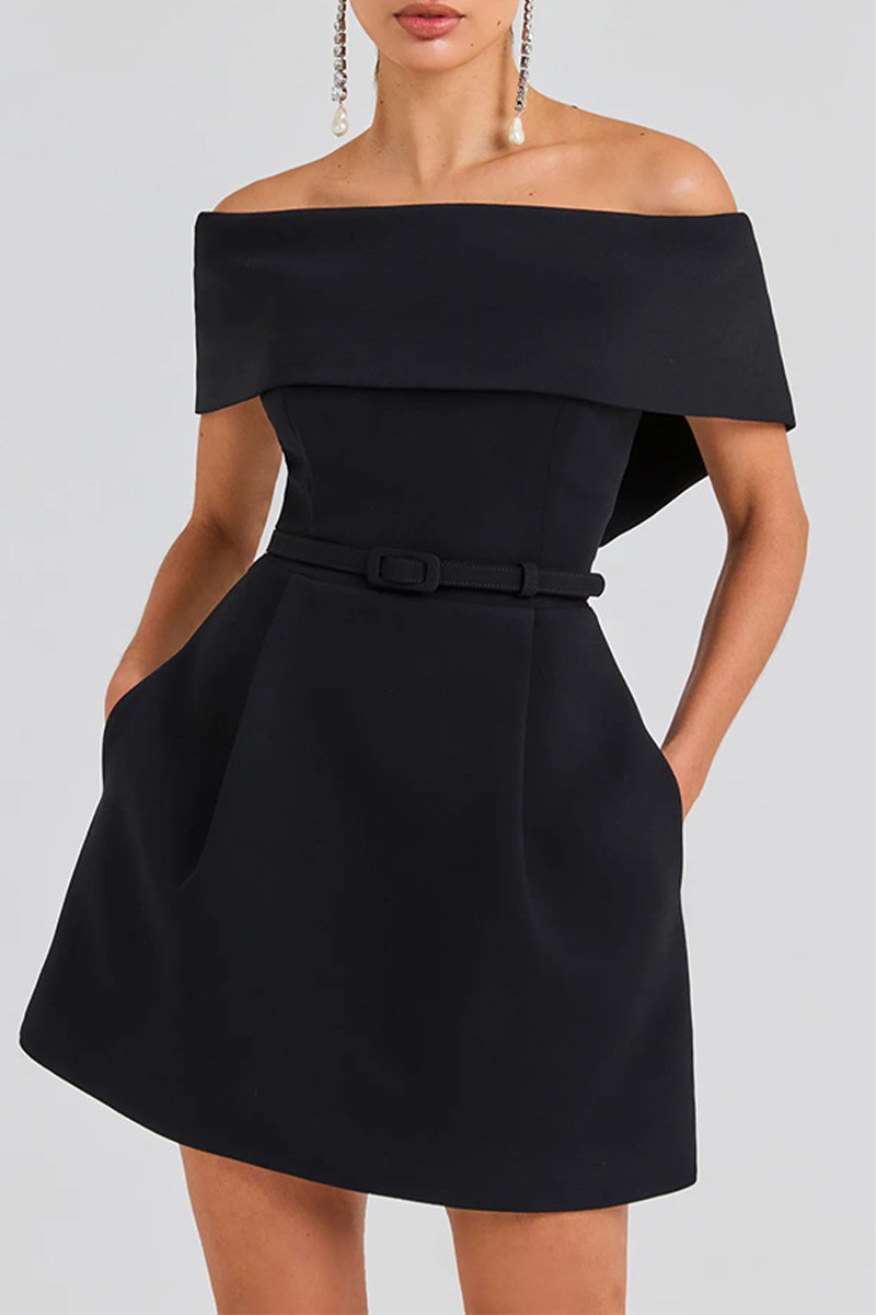 Fabiola® | Sexy Solid Color Off Shoulder A-Line Lace Up Dresses with Pocket (3 Colors)