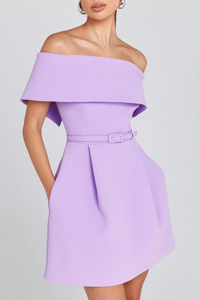 Fabiola® | Sexy Solid Color Off Shoulder A-Line Lace Up Dresses with Pocket (3 Colors)