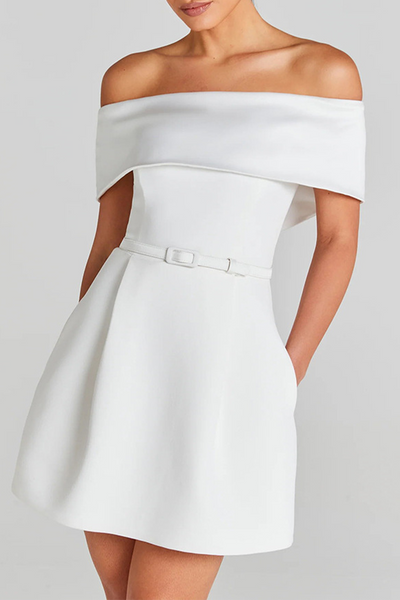 Fabiola® | Sexy Solid Color Off Shoulder A-Line Lace Up Dresses with Pocket (3 Colors)