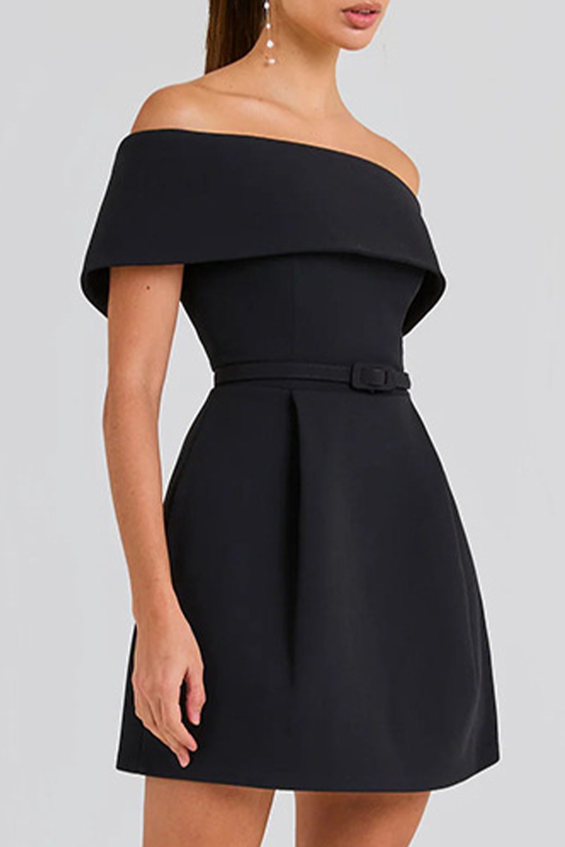 Fabiola® | Sexy Solid Color Off Shoulder A-Line Lace Up Dresses with Pocket (3 Colors)