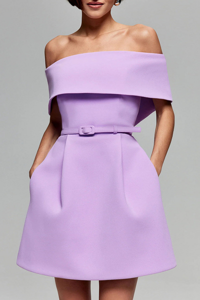 Fabiola® | Sexy Solid Color Off Shoulder A-Line Lace Up Dresses with Pocket (3 Colors)