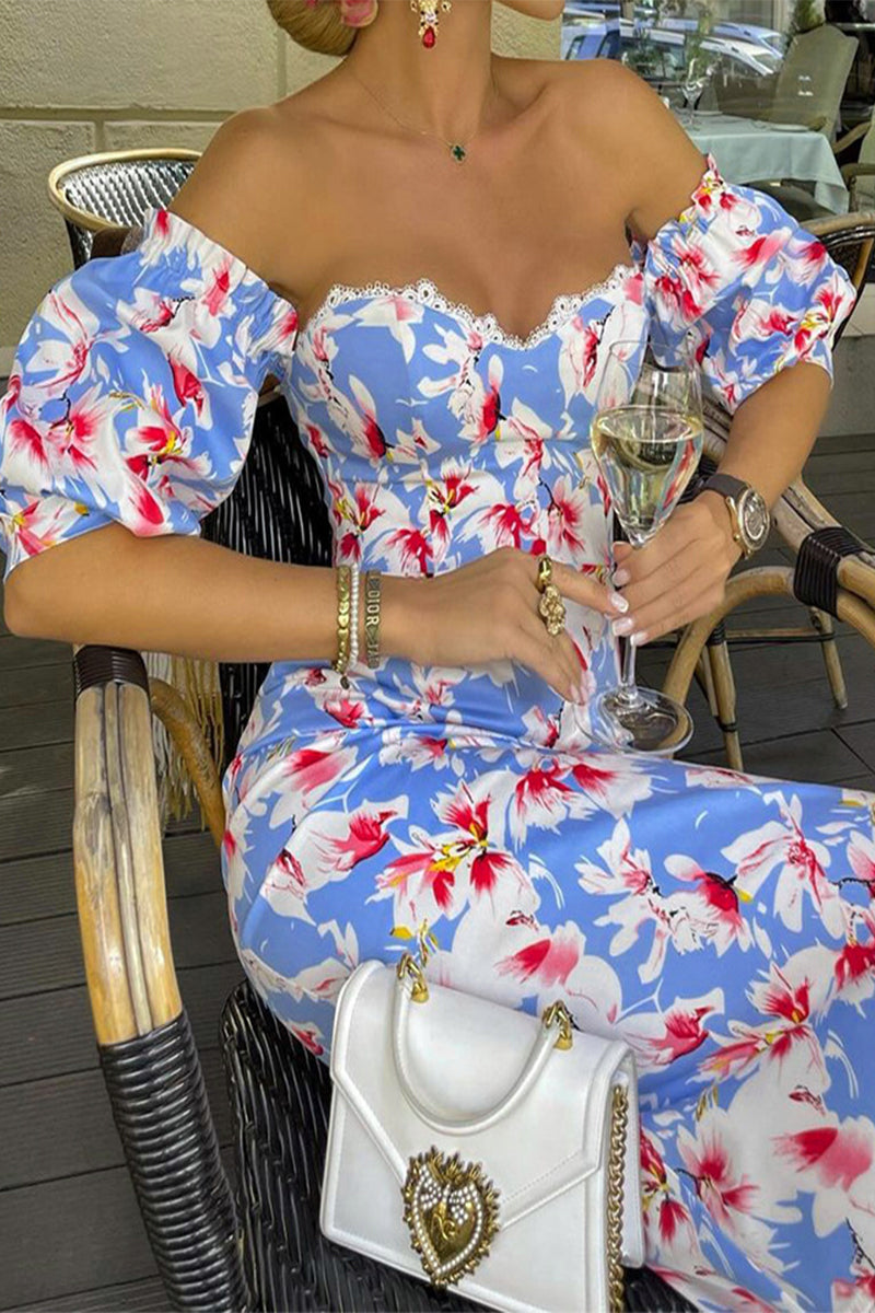 Berenice® | Sexy floral print backless off shoulder wrap skirt dresses