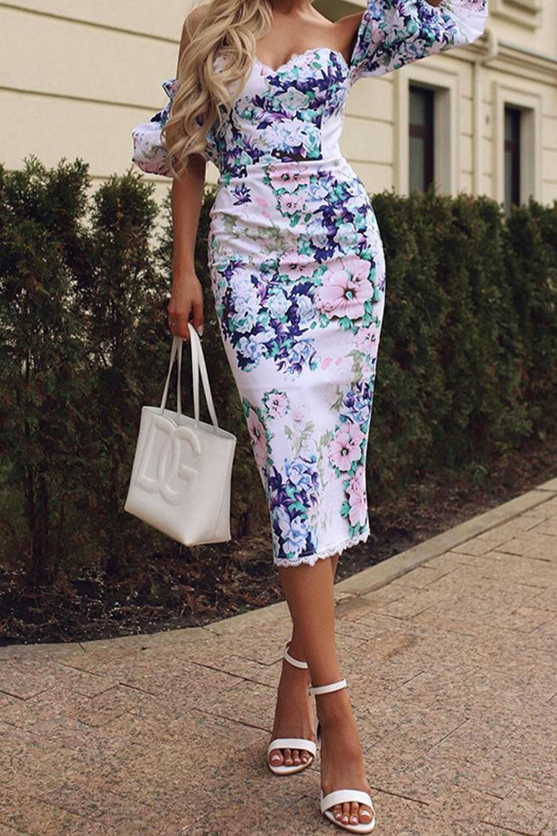 Berenice® | Sexy floral print backless off shoulder wrap skirt dresses