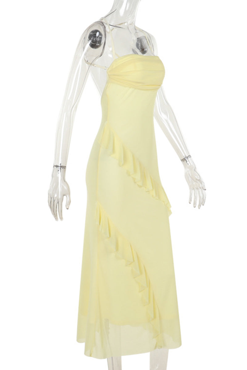 Jazmin® | Elegant backless irregular halter neck dresses with ruffles