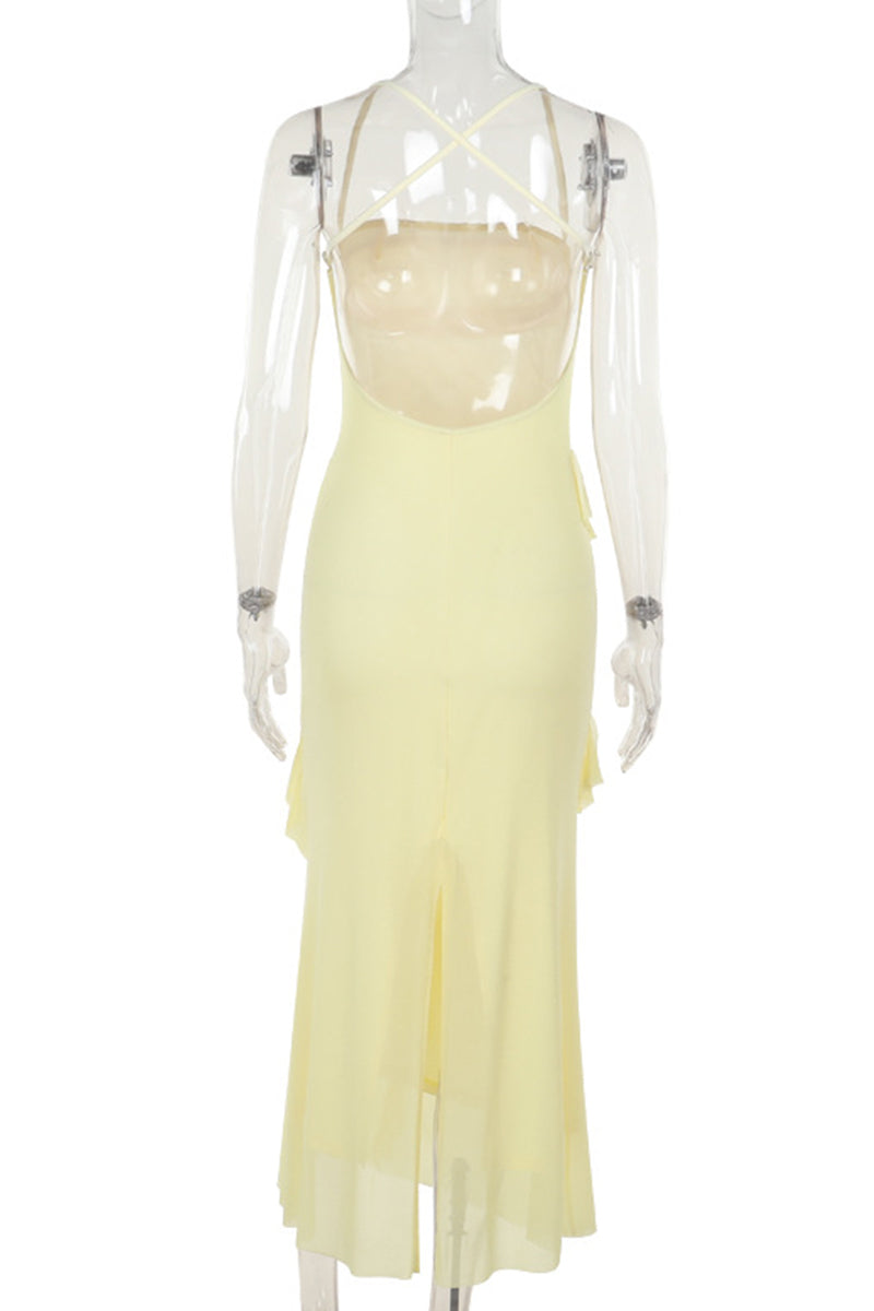 Jazmin® | Elegant backless irregular halter neck dresses with ruffles