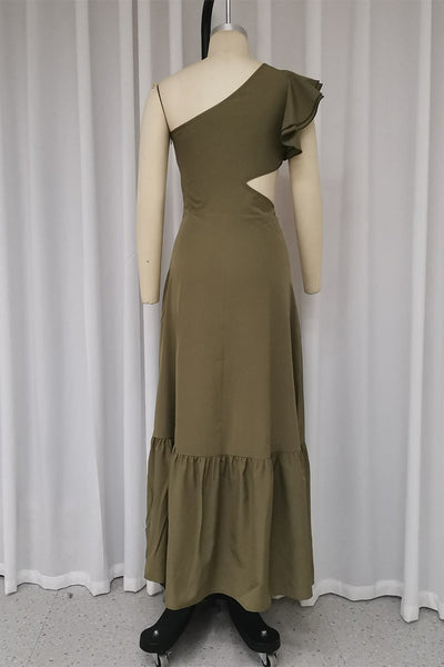 Alessandra® | Elegant hollow out pleated ruffle dresses with slant shoulder