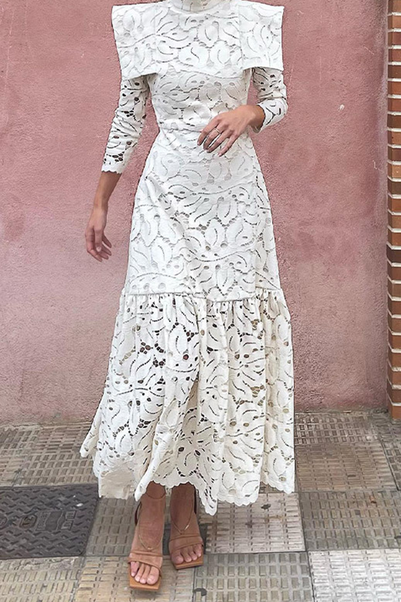 Ruth® | Elegant lace patchwork dresses with half turtleneck and waist skirt