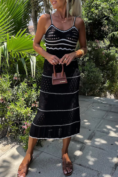 Olivia® | Sexy woven contrast V-neck sling dresses