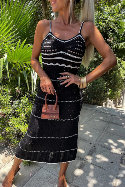 Olivia® | Sexy woven contrast V-neck sling dresses