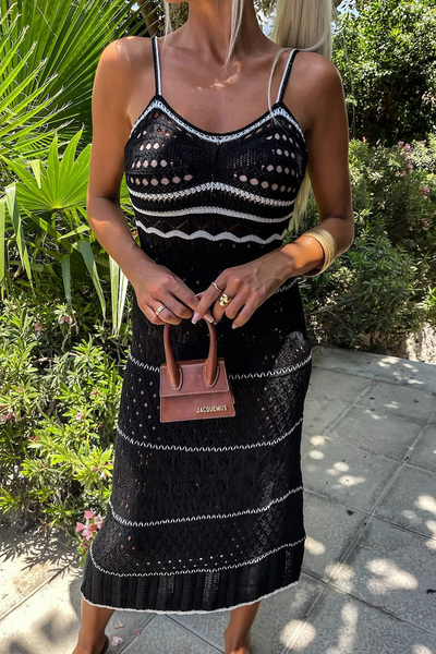 Olivia® | Sexy woven contrast V-neck sling dresses