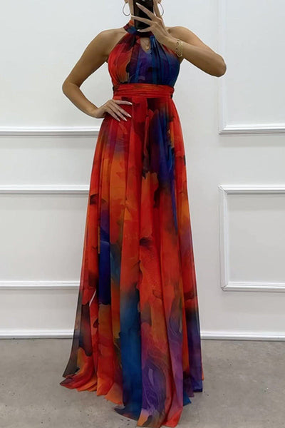 Mireya® | Sexy gradient evening dresses with lacing and contrasting halterneck (3 colors)