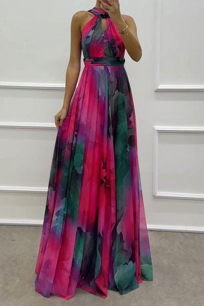 Mireya® | Sexy gradient evening dresses with lacing and contrasting halterneck (3 colors)