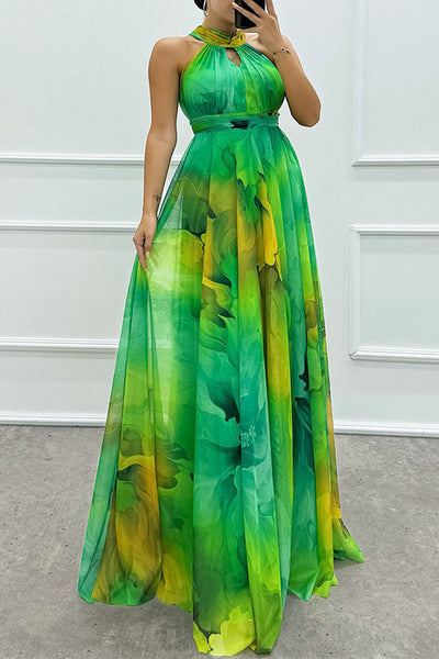 Mireya® | Sexy gradient evening dresses with lacing and contrasting halterneck (3 colors)