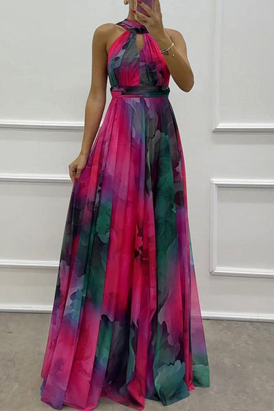 Mireya® | Sexy gradient evening dresses with lacing and contrasting halterneck (3 colors)
