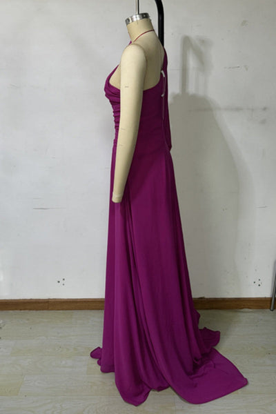Cassandra® | Sexy formal floral, hollow out, backless, slit, slanted collar, long dresses