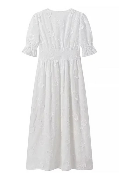 Ivette® | Casual A-line holiday dresses with jacquard buckle and V-neck