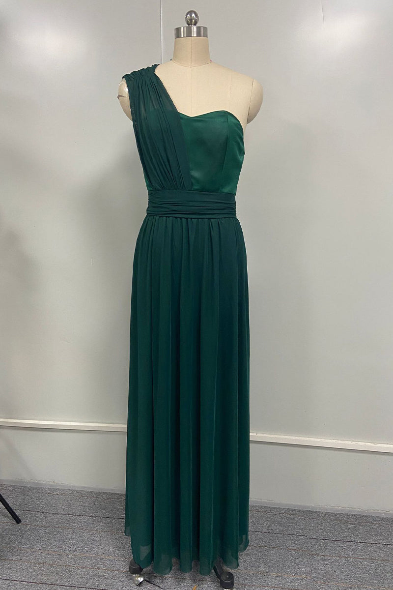 Felicidad® | Sexy evening dresses with a slit and slanted shoulder made of mesh fabric