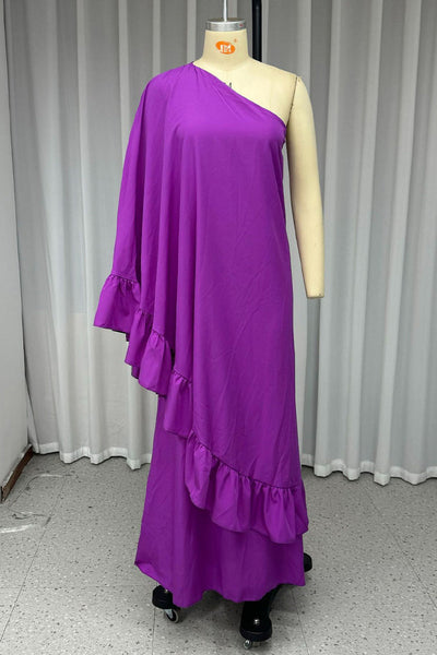 Genoveva® | Sexy ruffle irregular slanted shoulder irregular dresses