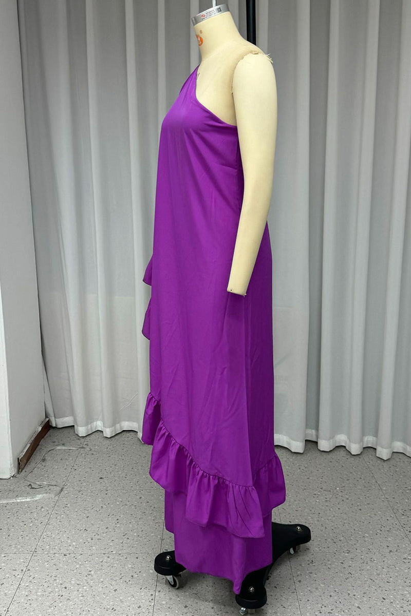 Genoveva® | Sexy ruffle irregular slanted shoulder irregular dresses