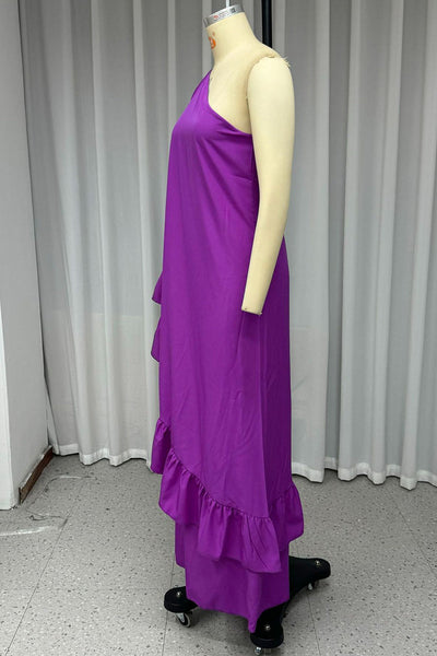 Genoveva® | Sexy ruffle irregular slanted shoulder irregular dresses