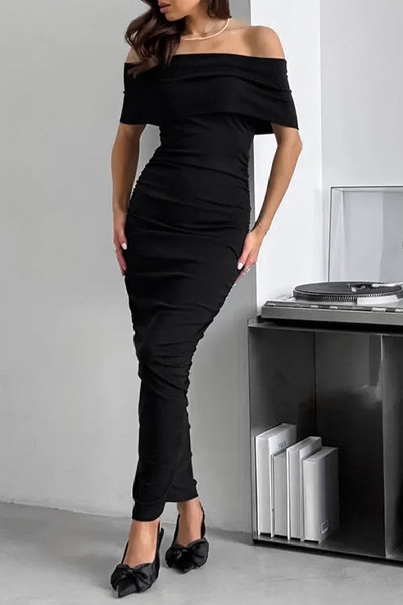 Fabiola® | Sexy off shoulder ruffle one tier skirt dresses