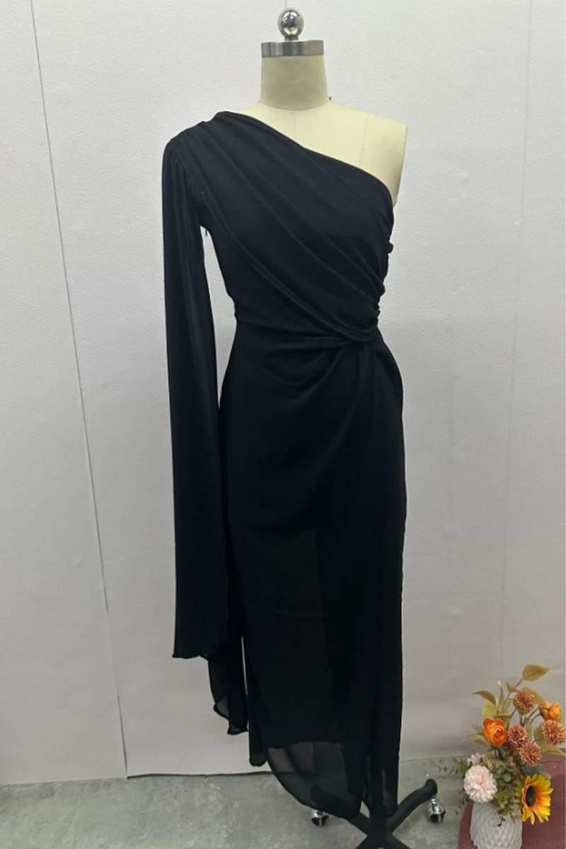 Eugenia® | Sexy Party Ruched Irregular Slanted Shoulder Irregular Dresses (5 Colors)