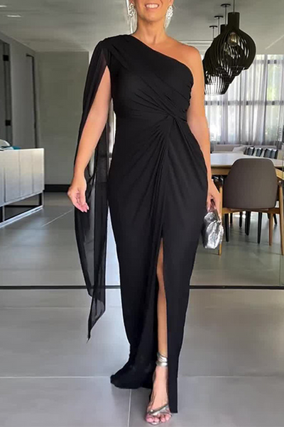 Eugenia® | Sexy Party Ruched Irregular Slanted Shoulder Irregular Dresses (5 Colors)