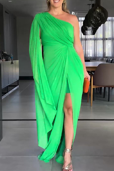 Eugenia® | Sexy Party Ruched Irregular Slanted Shoulder Irregular Dresses (5 Colors)
