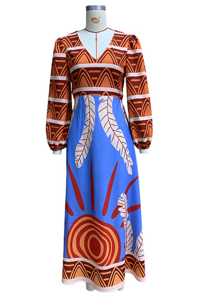 Erika® | Elegant floral print backless V-neck dresses for vacation