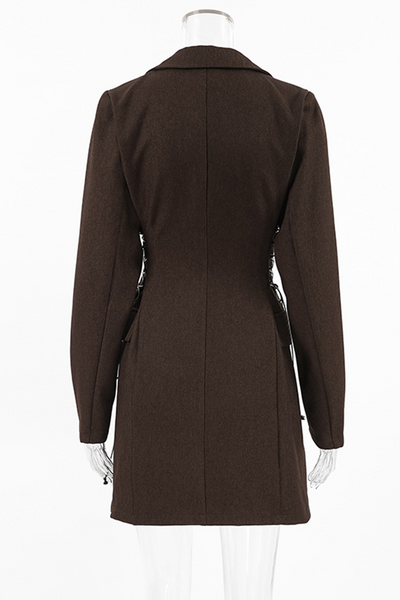 Ina® | Daily elegant suit dresses with button and strap design and turn-down collar
