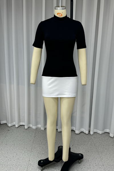 Carla® | Casual patchwork mini dresses with O-neck and contrast