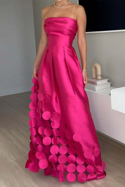 Lucía® | Casual Ruched Strapless Patchwork Prom Evening Dresses