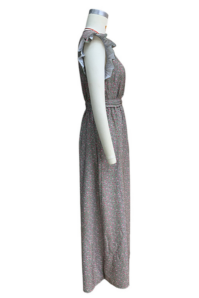 Yolanda® | Casual floral print street dresses with pocket ruffles and A-line V-neck