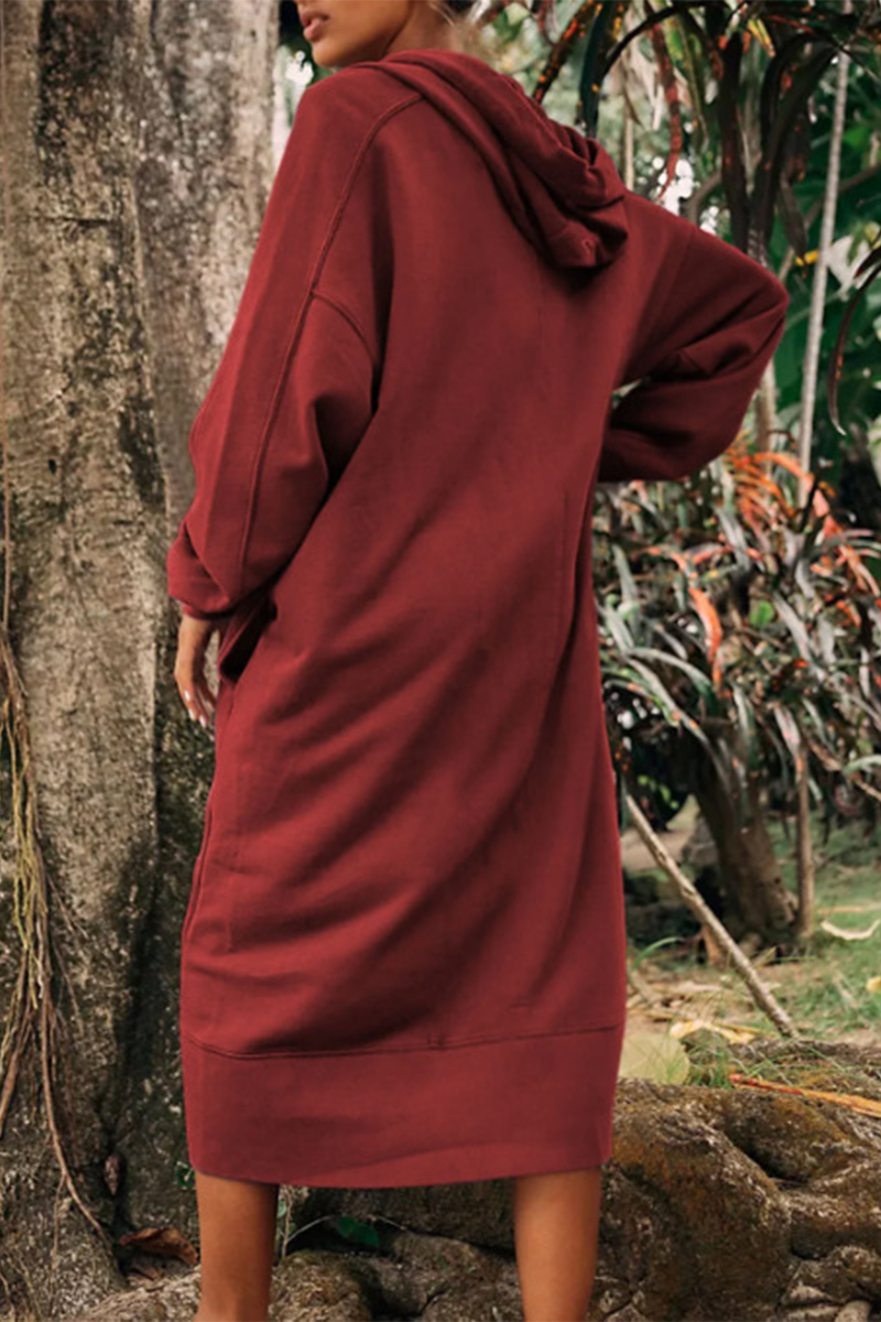 Josefina® | Casual daily long sleeve dresses with pocket slit and hood