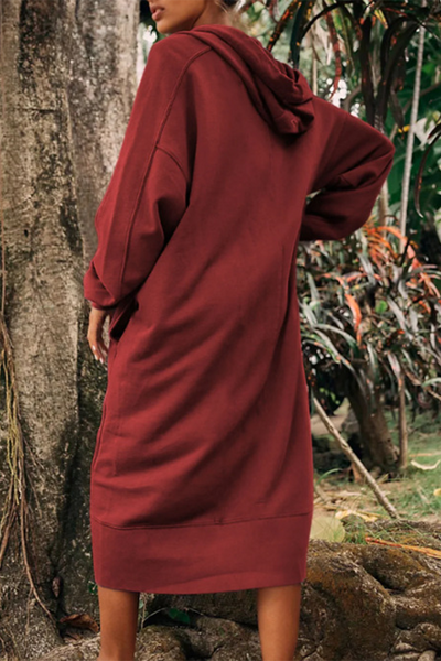Josefina® | Casual daily long sleeve dresses with pocket slit and hood